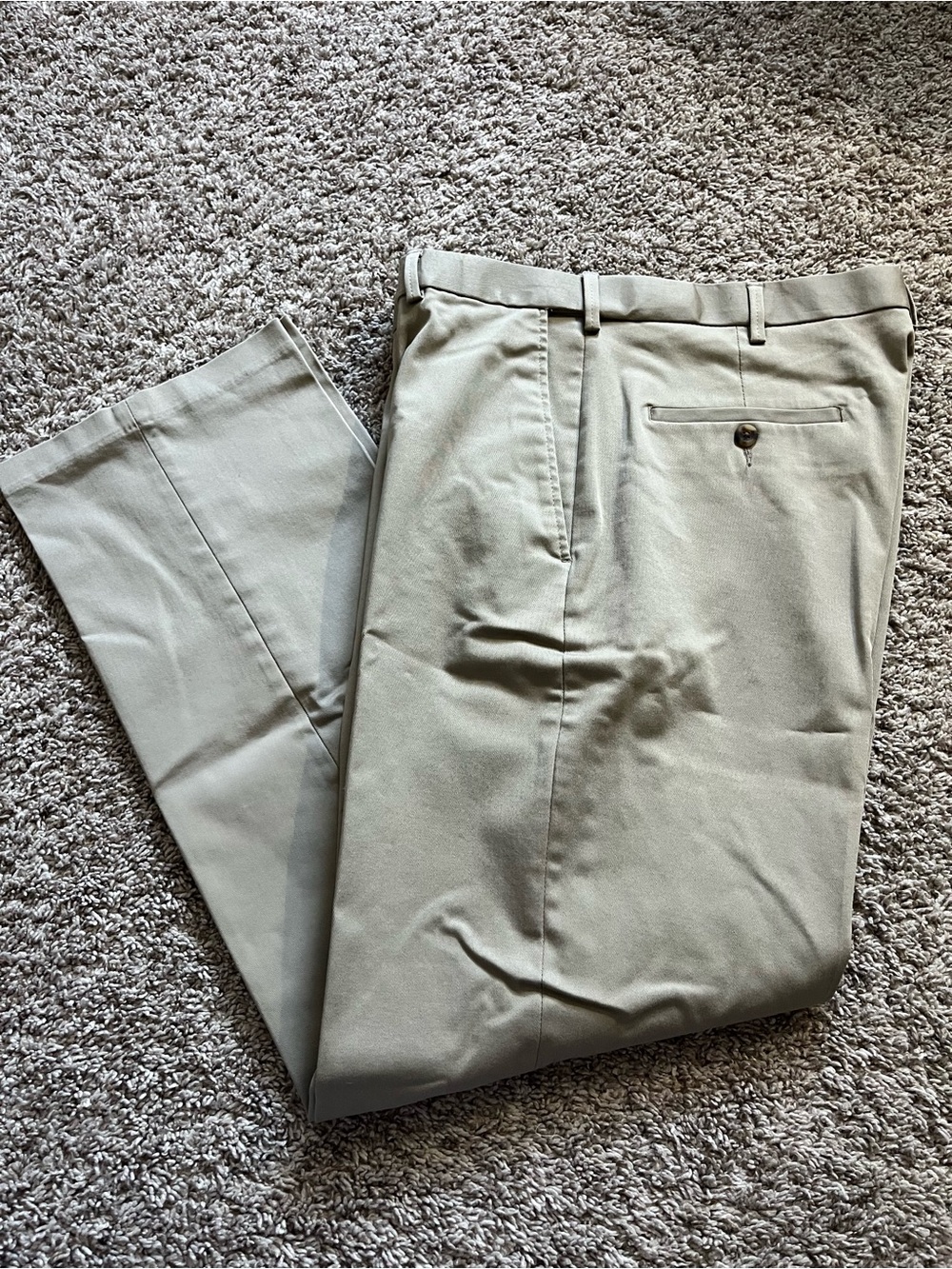 Haggar Mens Dress Pants Khaki Tan Flat Front Casual Chinos Slacks 34x32
